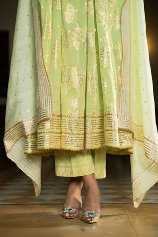 Naseebo Mint Green Grace Anarkali Kurta Set