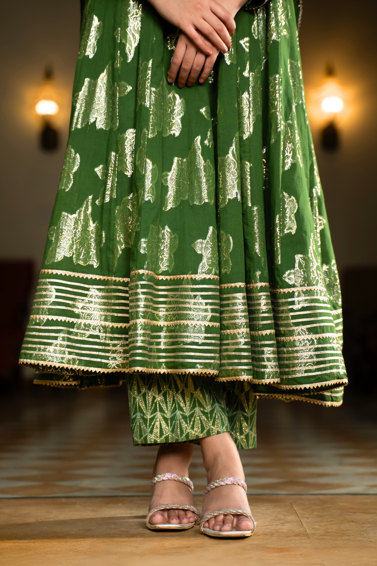 Naseebo Mystic Green Anarkali Kurta Set