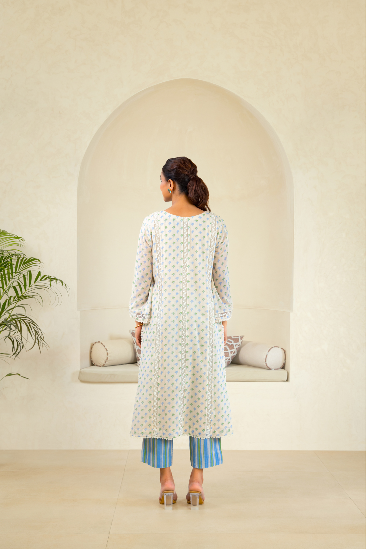 Blue Blossom Grace Luxe Cotton Premium Kurta Set
