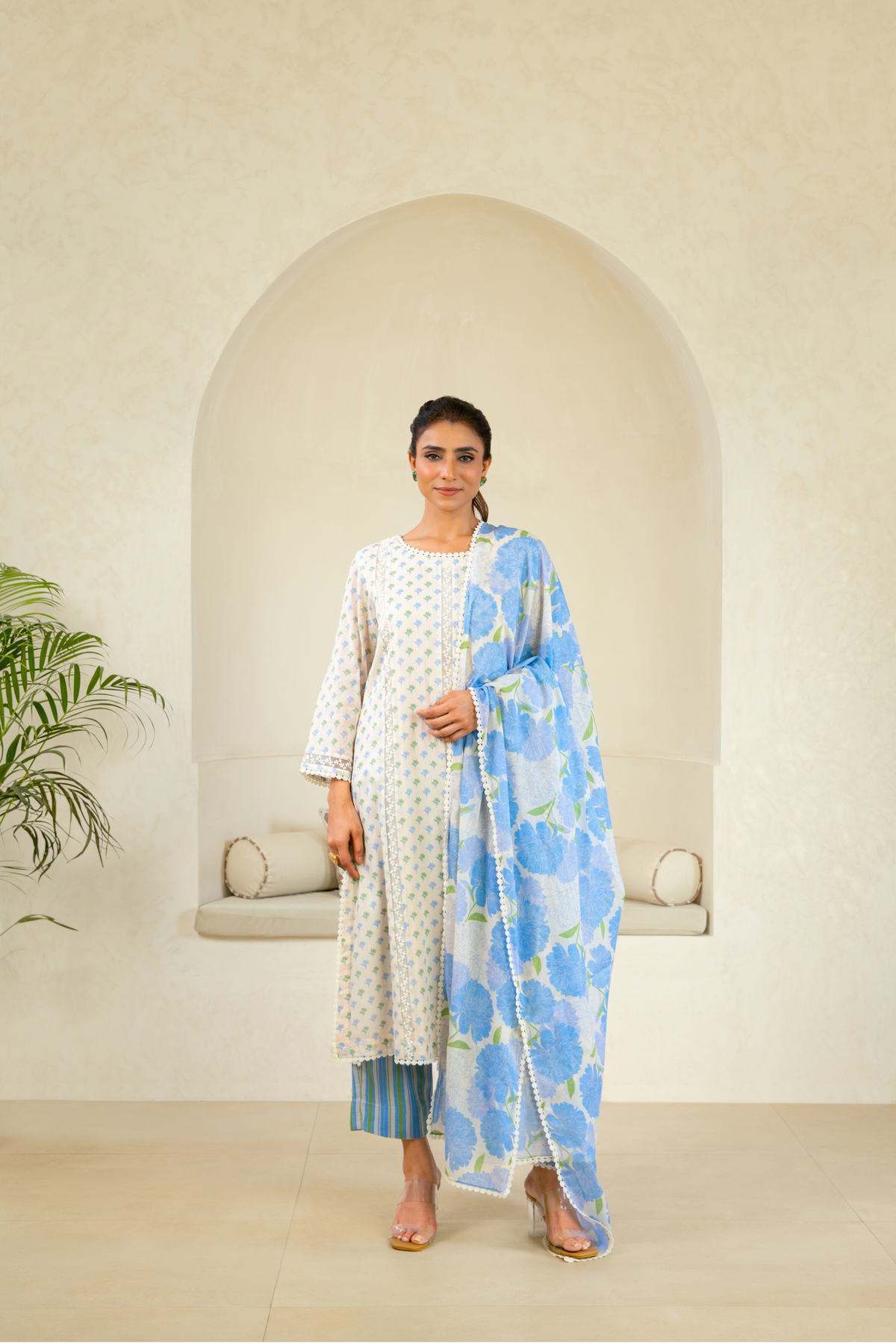 Blue Blossom Grace Luxe Cotton Premium Kurta Set