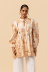 Naseebo Caramel Swirl Shibori Printed Women Blouse