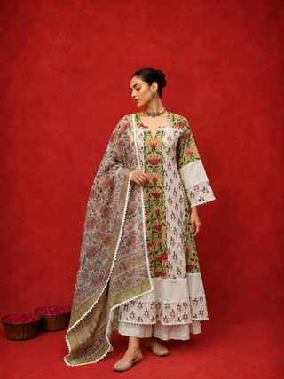 Naseebo Gulbahar Block Printed Anarkali Kurta Set