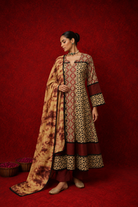 Naseebo Aafreen Ajrakh Anarkali Set
