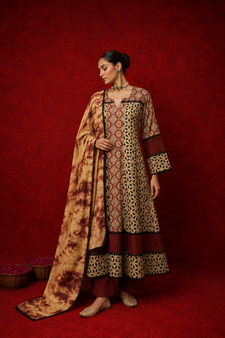 Naseebo Aafreen Ajrakh Anarkali Set