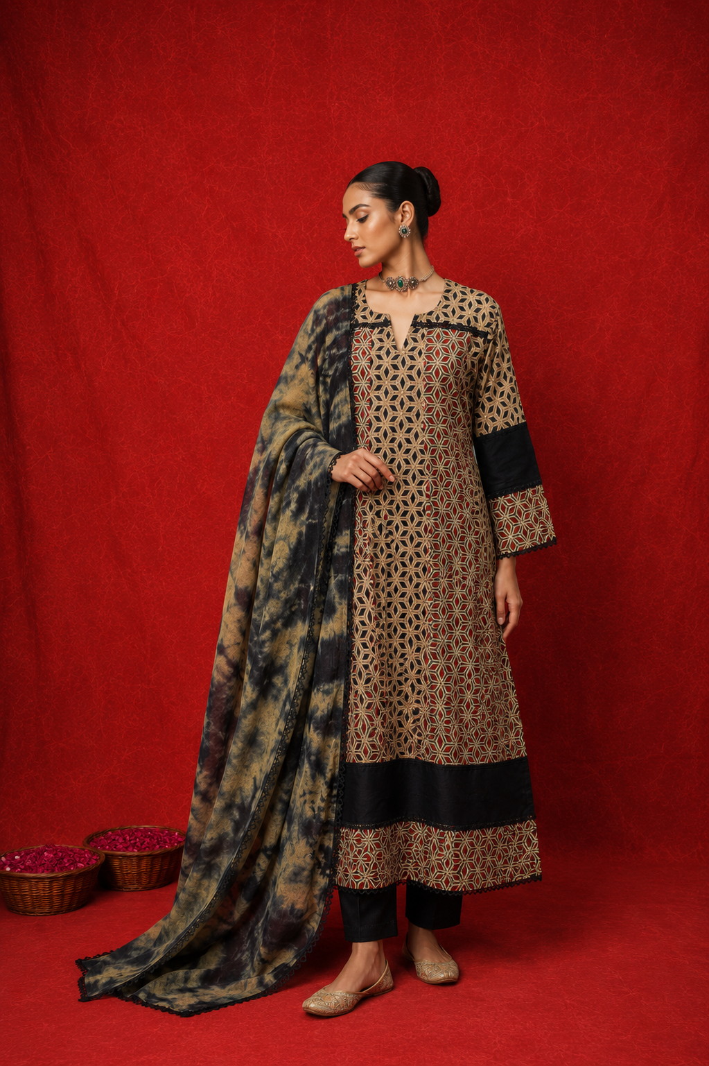 Naseebo Rangrez Ajrakh Anarkali Set