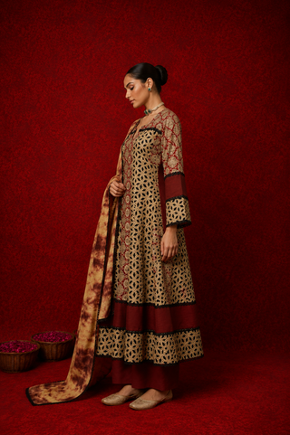 Naseebo Aafreen Ajrakh Anarkali Set
