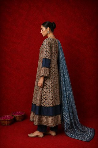 Naseebo Adaa Ajrakh Anarkali Set