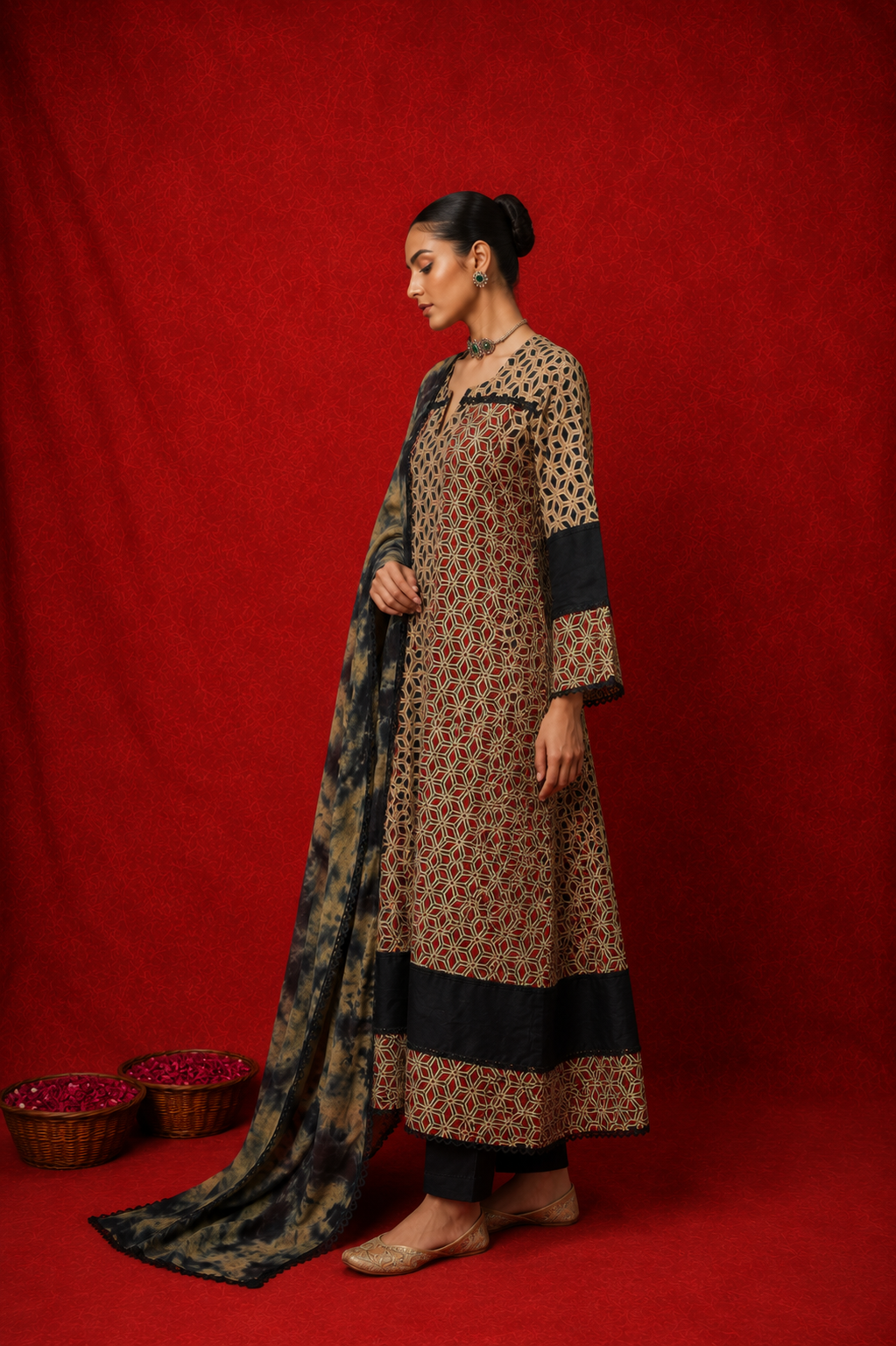 Naseebo Rangrez Ajrakh Anarkali Set