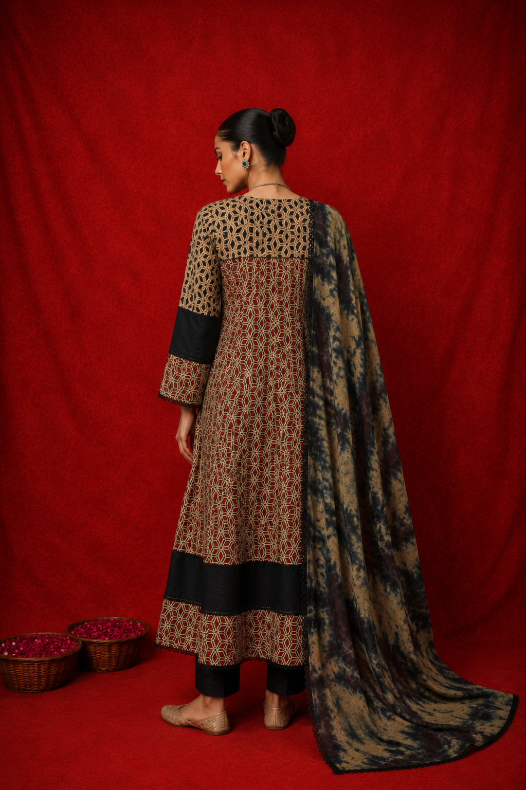 Naseebo Rangrez Ajrakh Anarkali Set