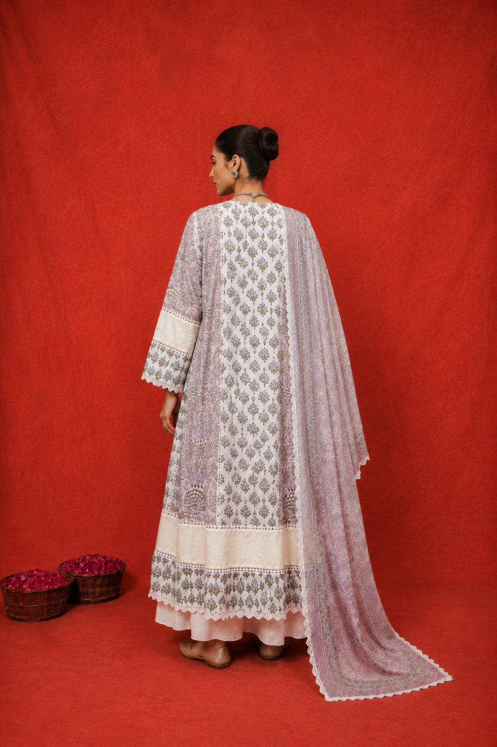 Naseebo Lilac Blossom Hand Block Printed Kurta Set