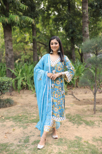 Jyotika Atree in Naseebo Amber Grace Hand Block Printed Cotton Kurta Set