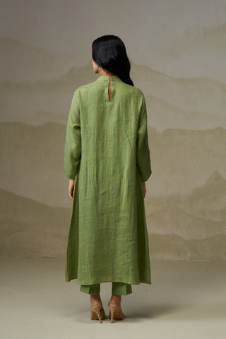 Naseebo Olive Calm Pleated Linen Co-ord Set