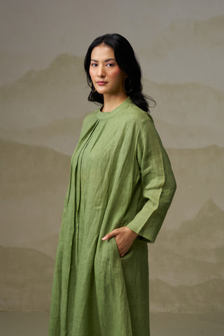 Naseebo Olive Calm Pleated Linen Co-ord Set