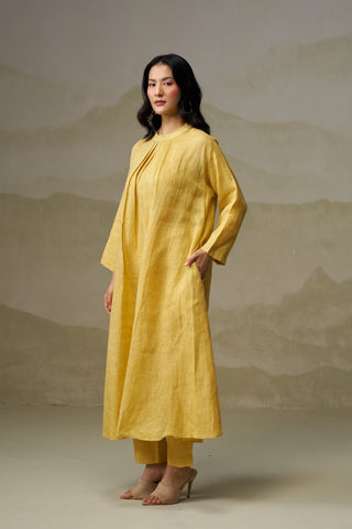 Naseebo Mustard Meadow Pleated Linen Co-ord Set