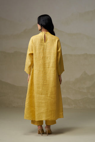 Naseebo Mustard Meadow Pleated Linen Co-ord Set