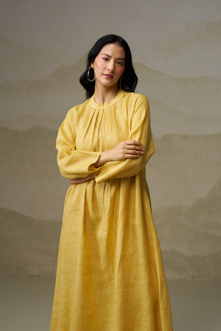 Naseebo Mustard Meadow Pleated Linen Co-ord Set