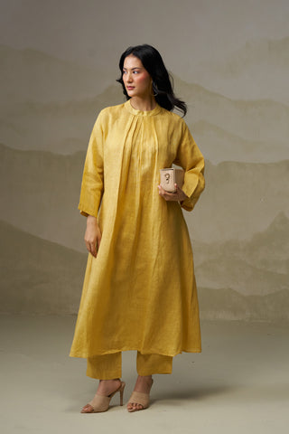 Naseebo Mustard Meadow Pleated Linen Co-ord Set