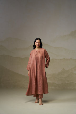 Moca Linen Pleated Kurta Set
