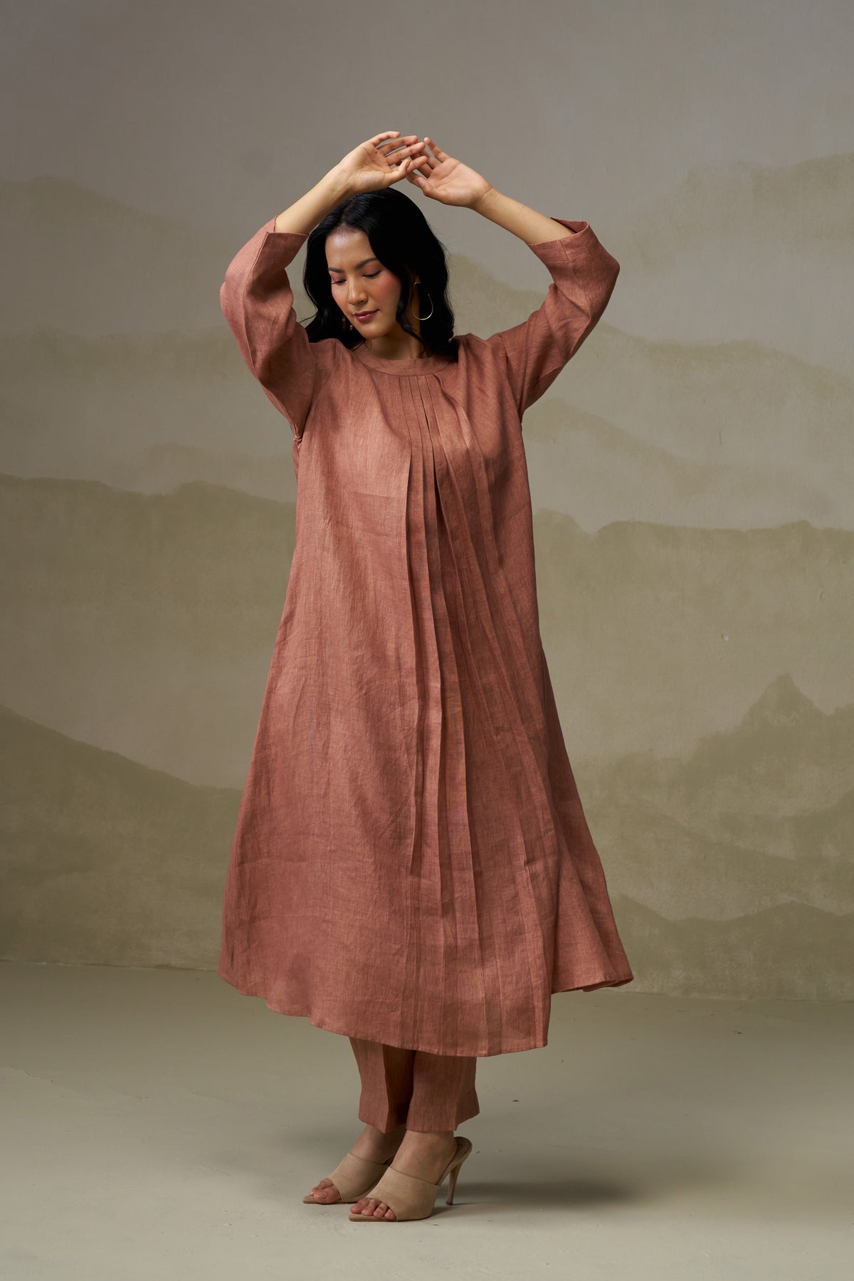 Naseebo Mocha Muse Pleated Linen Co-ord Set