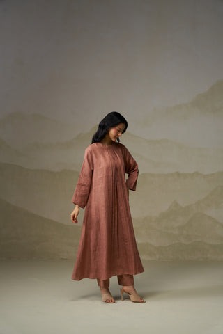 Moca Linen Pleated Kurta Set