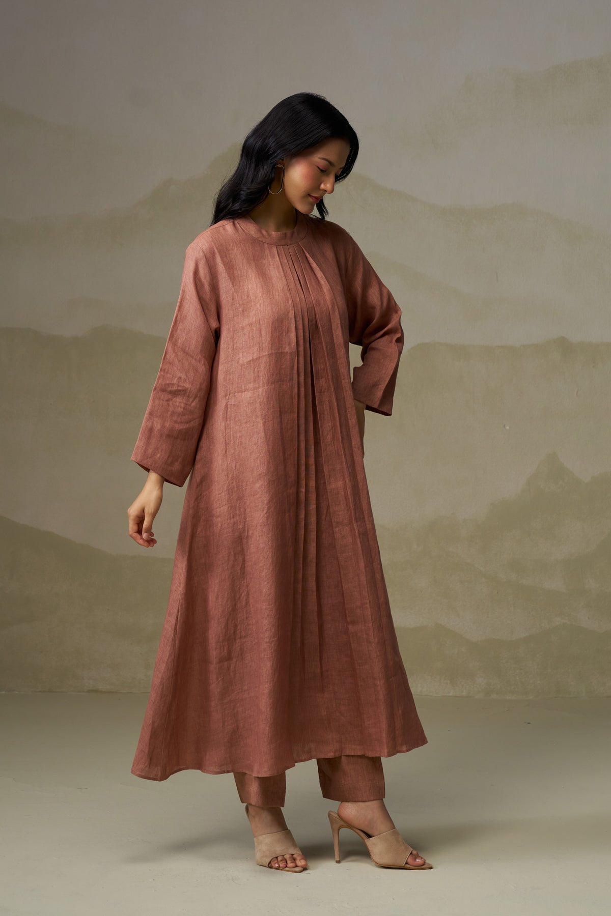 Naseebo Mocha Muse Pleated Linen Co-ord Set