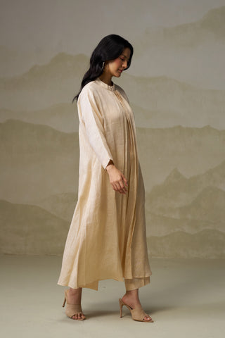 Naseebo Ivory Mist Pleated Linen Co-ord Set