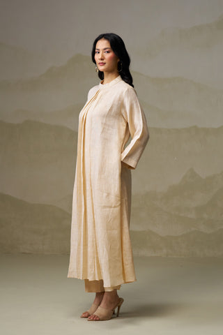 Naseebo Ivory Mist Pleated Linen Co-ord Set