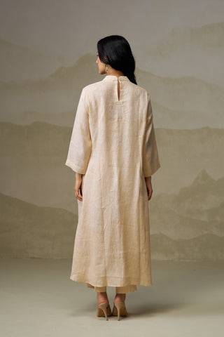Naseebo Ivory Mist Pleated Linen Co-ord Set