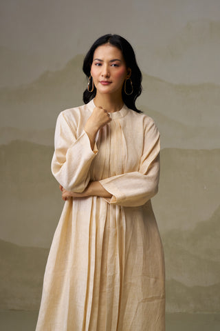 Naseebo Ivory Mist Pleated Linen Co-ord Set