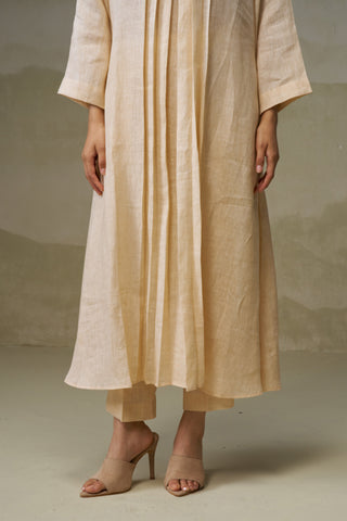 Naseebo Ivory Mist Pleated Linen Co-ord Set