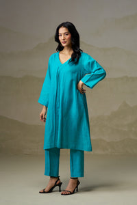 Naseebo Turquoise Linen Co-ord Set