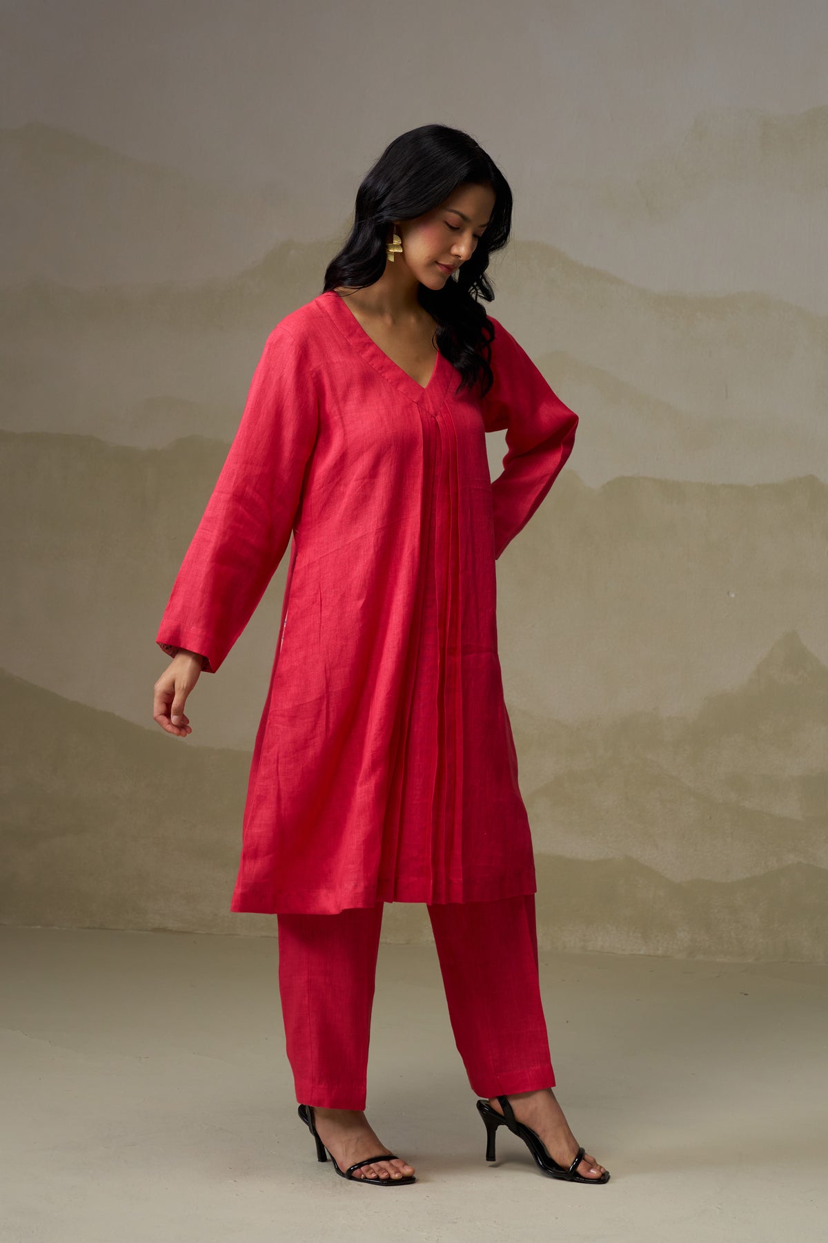 Naseebo Crimson Glow Linen Co-ord Set