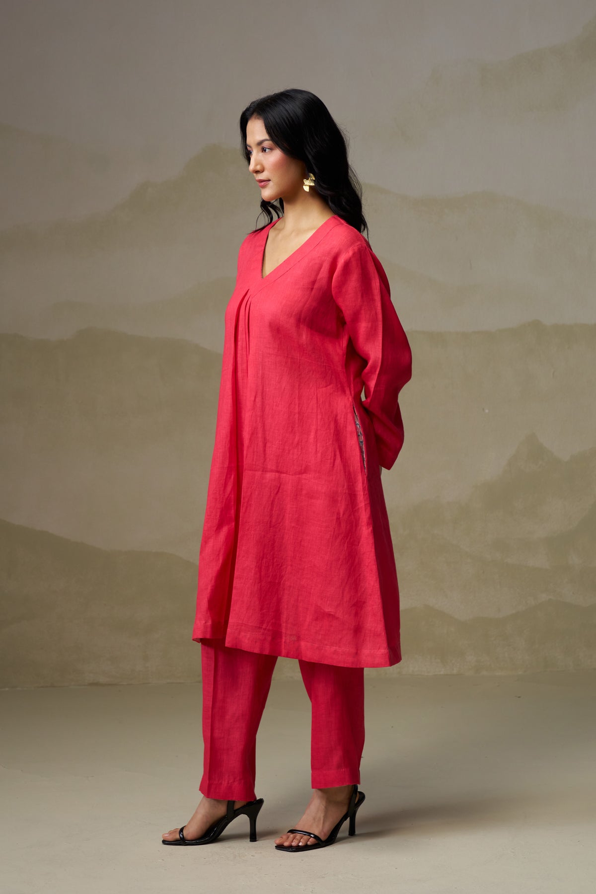 Naseebo Crimson Glow Linen Co-ord Set