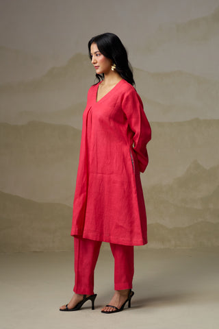 Naseebo Crimson Glow Linen Co-ord Set