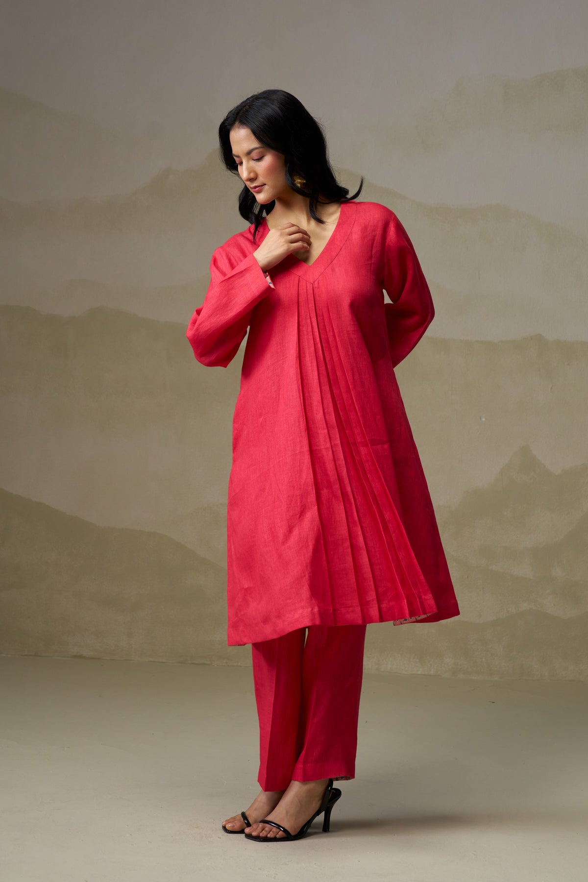 Naseebo Crimson Glow Linen Co-ord Set