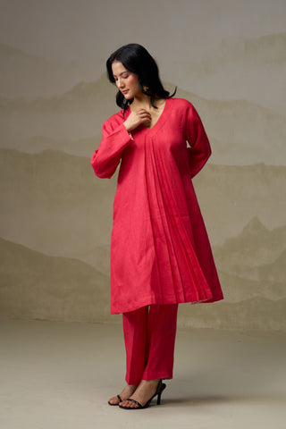Naseebo Crimson Glow Linen Co-ord Set