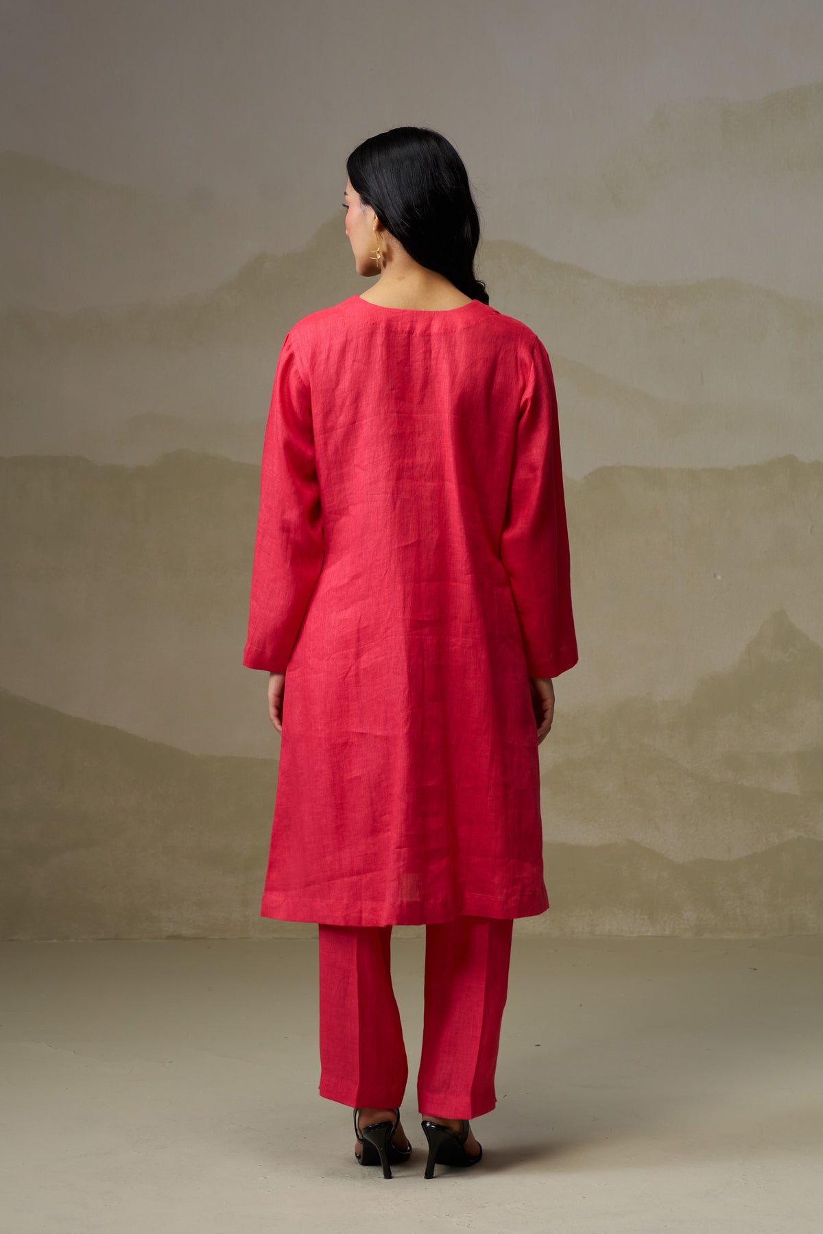 Naseebo Crimson Glow Linen Co-ord Set