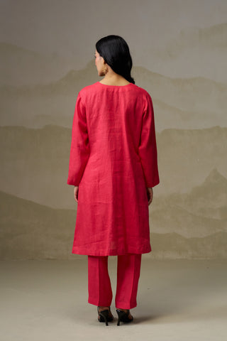 Naseebo Crimson Glow Linen Co-ord Set