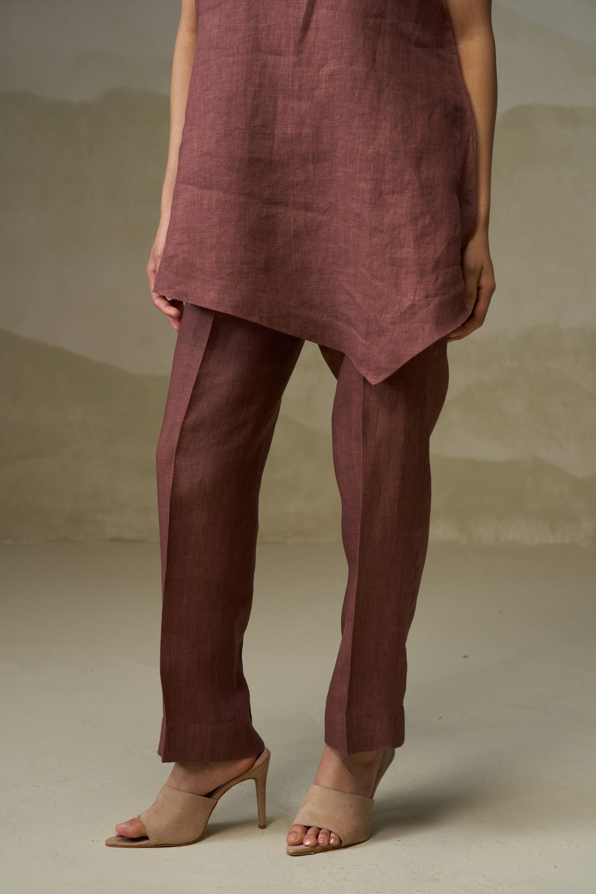 Naseebo Mocha Harmony Asymmetric Linen Co-ord Set