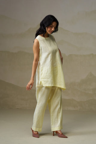 Naseebo Soft Citrus Asymmetric Linen Co-ord Set