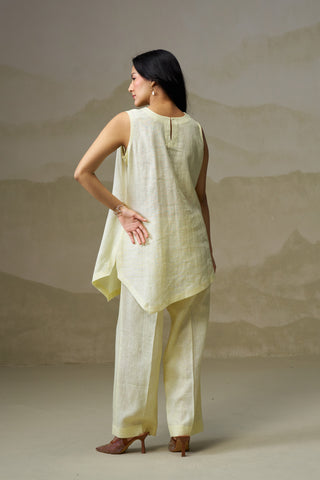 Naseebo Soft Citrus Asymmetric Linen Co-ord Set
