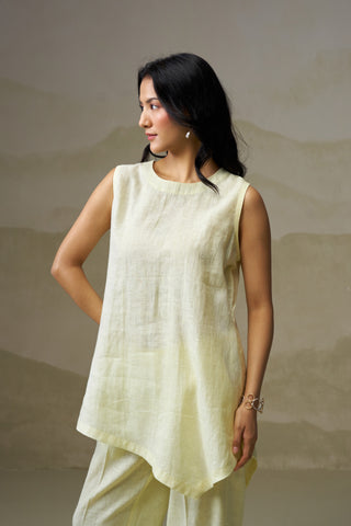 Naseebo Soft Citrus Asymmetric Linen Co-ord Set