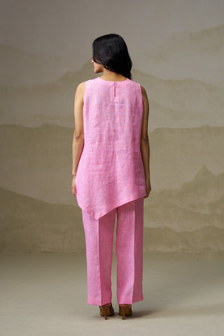Naseebo Candy Pink Asymmetric Linen Co-ord Set
