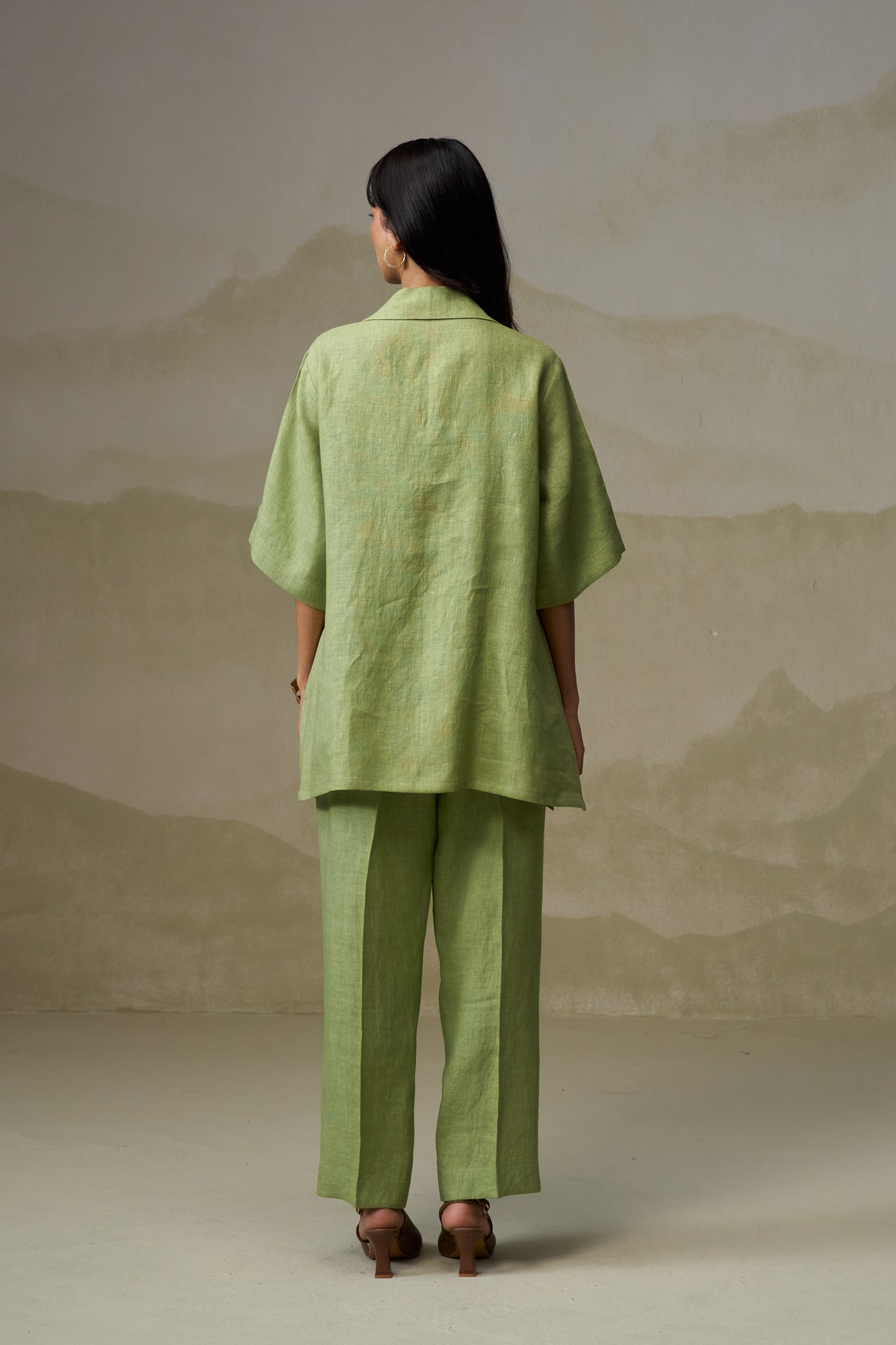 Naseebo Olive Sage Linen Co-ord Set