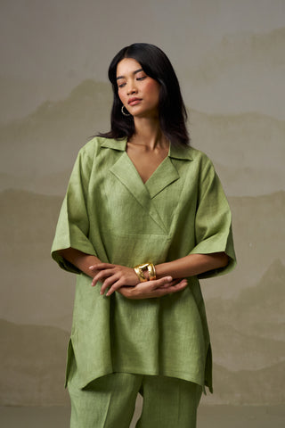 Naseebo Olive Sage Linen Co-ord Set