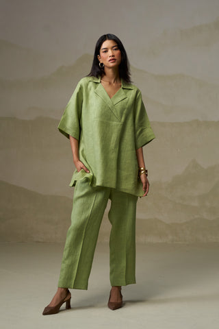 Naseebo Olive Sage Linen Co-ord Set
