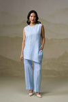 Naseebo Powder Blue Asymmetric Linen Co-ord Set