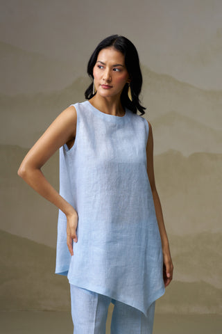Naseebo Powder Blue Asymmetric Linen Co-ord Set