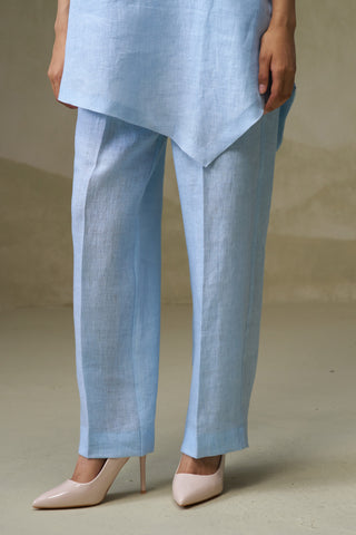 Naseebo Powder Blue Asymmetric Linen Co-ord Set