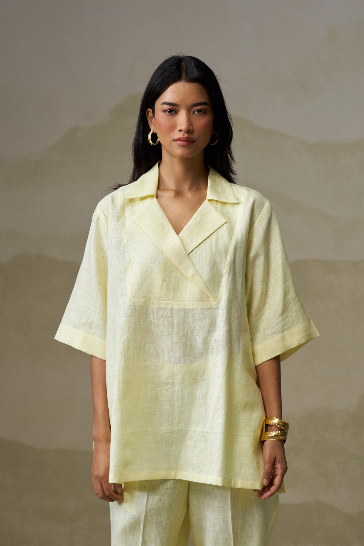 Naseebo Butter Yellow Linen Co-ord Set